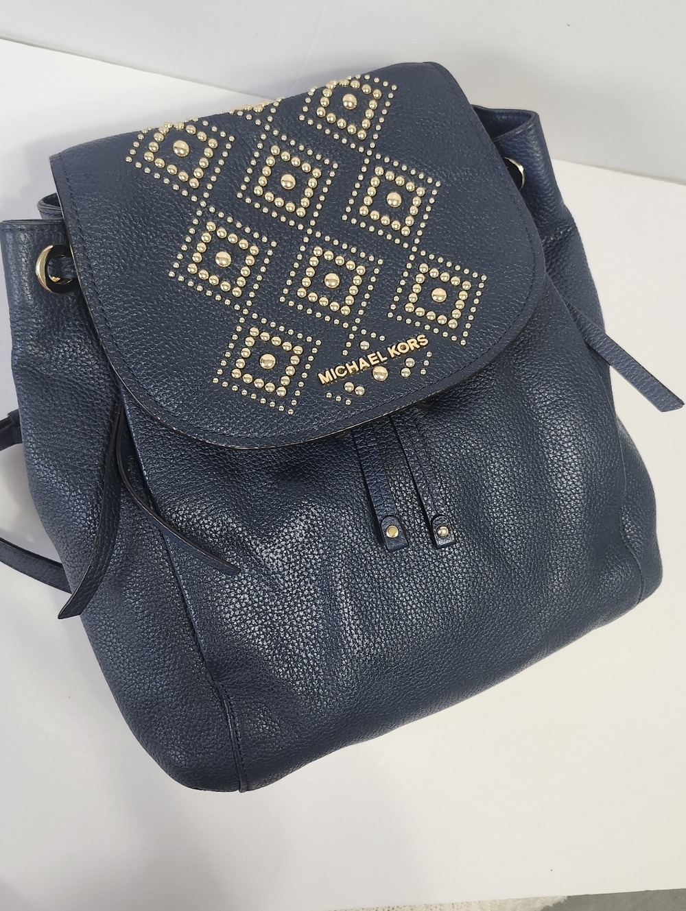 Michael Kors Leather Riley Large Studded Pebbled Backpack - Picture 7 of 15